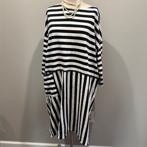 Gudrun Sjoden Black and White Striped Midi Dress